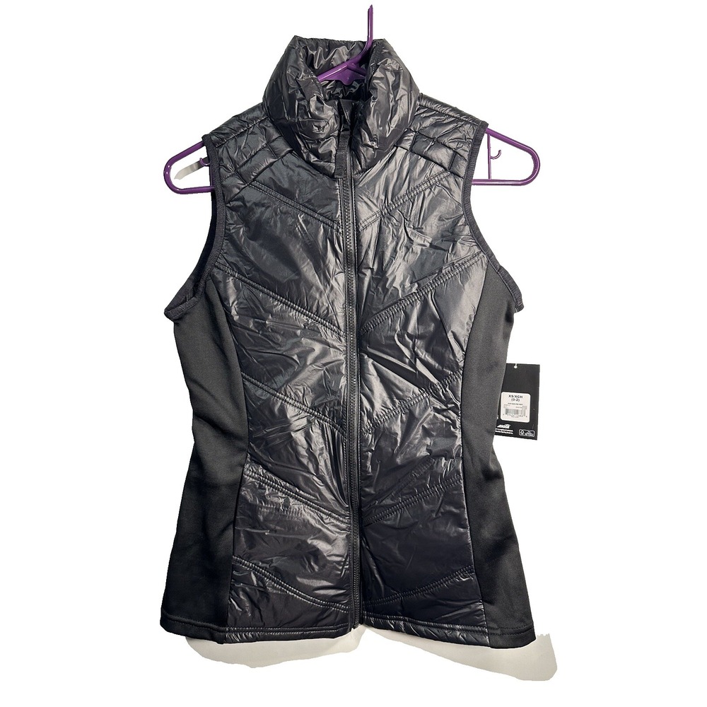 AVIA womens black puffer vest zip up sleeveless size XS 0-2 extra small pockets